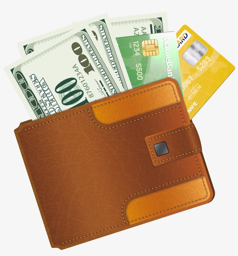 Wallet With Credit Cards And Money Clipart - Money In Wallet Clipart, transparent png download