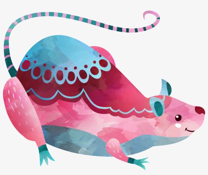 Mouse Watercolor Cartoon Png Material - Love Mouse Beach Towel, transparent png download