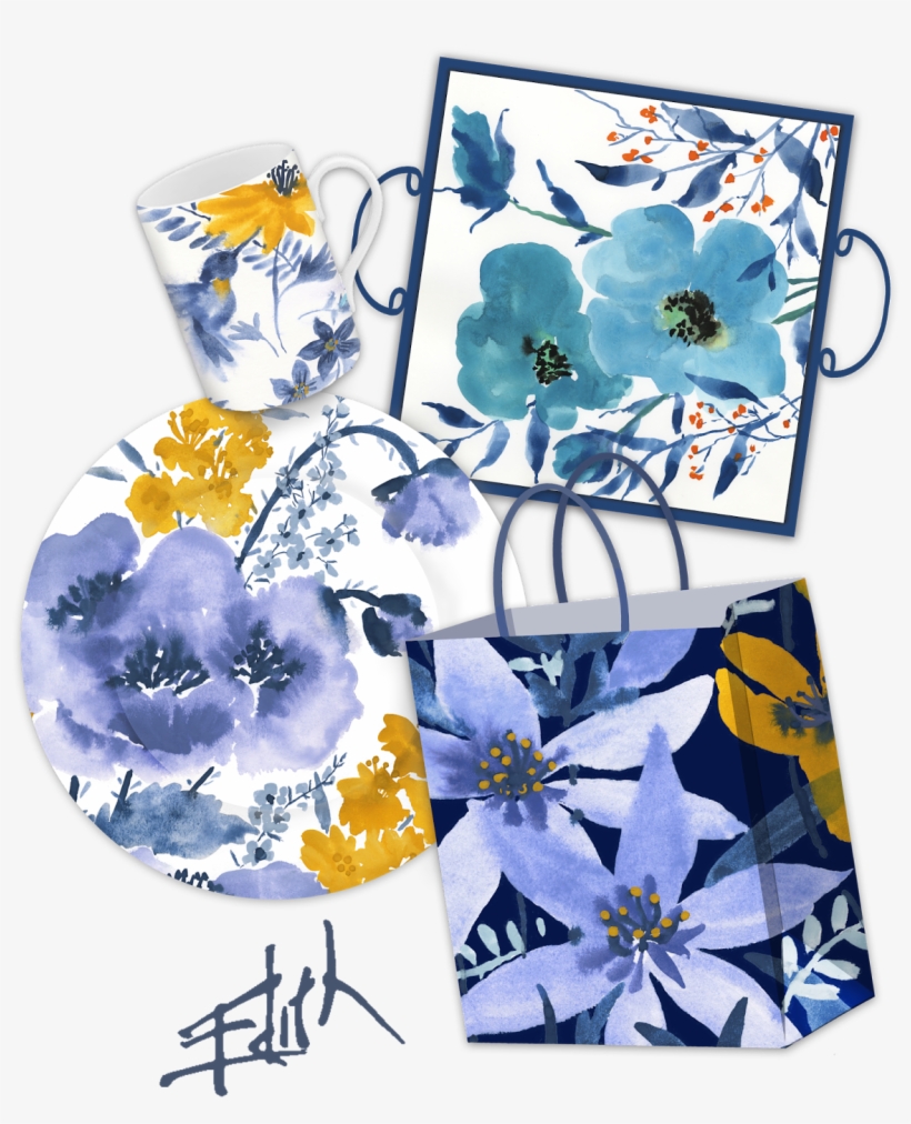 Watercolor Florals On Product - Craft, transparent png download