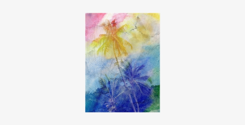 Watercolor Silhouettes Of Palm Trees Poster • Pixers® - Prestige Art Studios Paradise As She, transparent png download