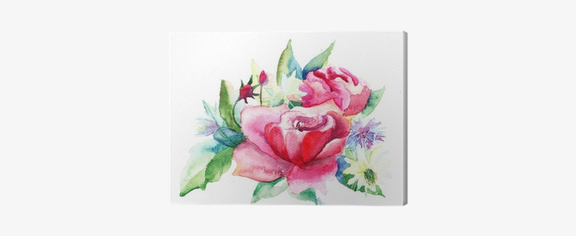 Beautiful Roses Flowers, Watercolor Painting Canvas - Watercolor Painting, transparent png download