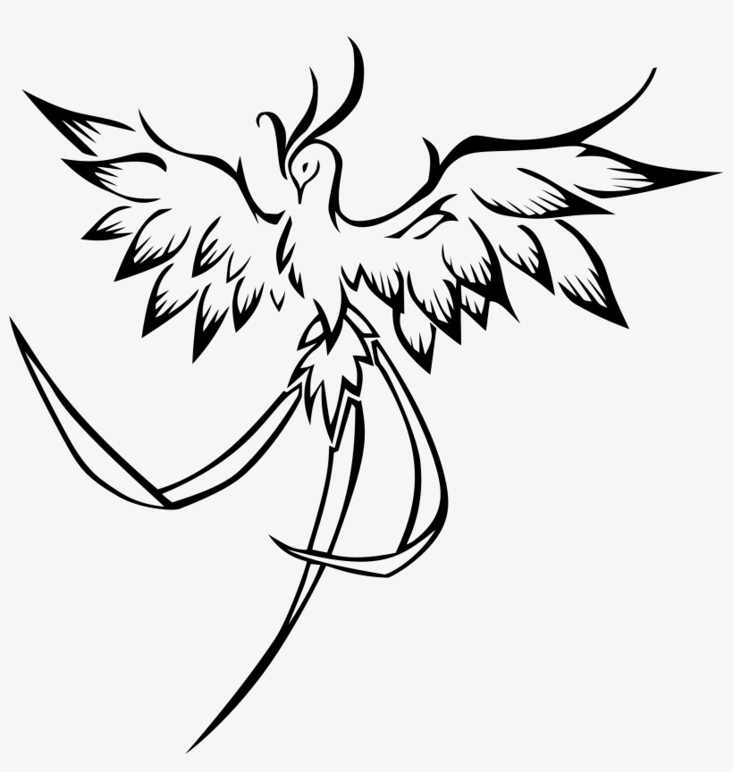Banner Freeuse Download Line Art Big Image Png - Phoenix Bird Line Art, transparent png download