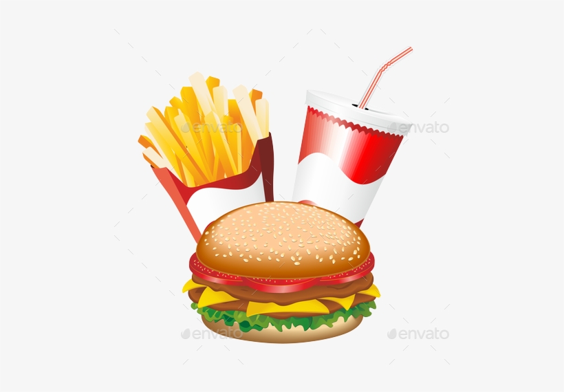 Fast Food Hamburger Fries And Drink Menu Preview Png - Fast Food Hamburger Fries And Drink Pillow Case, transparent png download