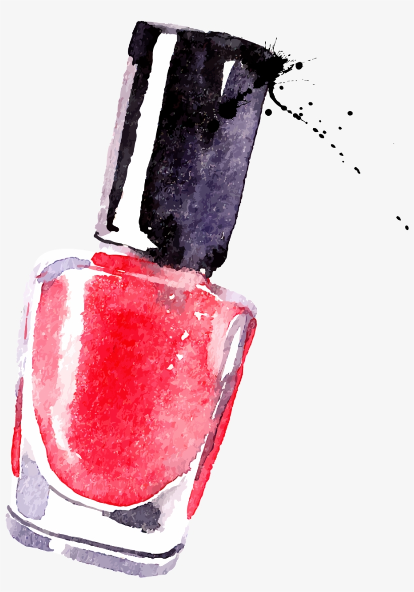 Drawing Lipstick Nail Polish - Watercolor Nail Polish, transparent png download