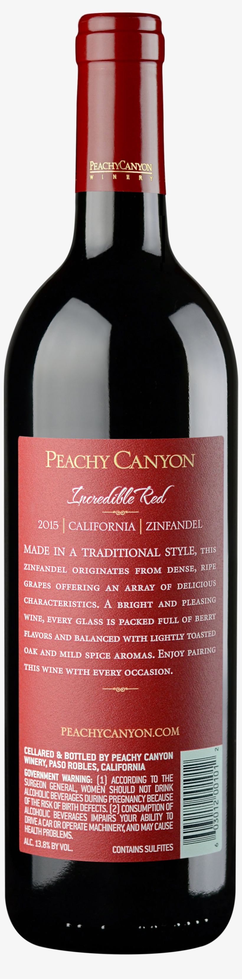 2015 Vintage - Peachy Canyon Vortex Zinfandel 2014, transparent png download