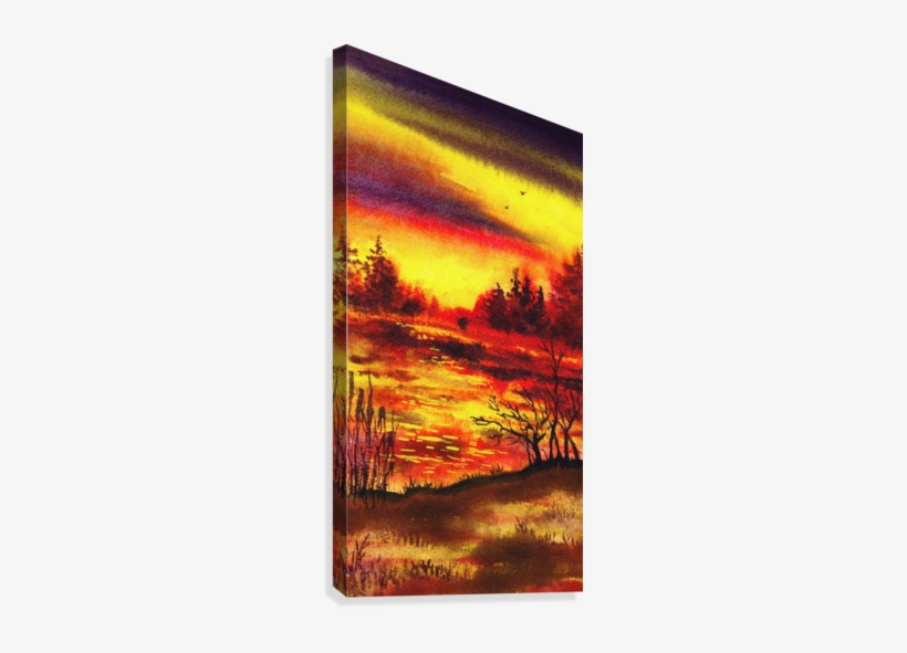 Bright Sunset At The Lake Canvas Print - Artist, transparent png download