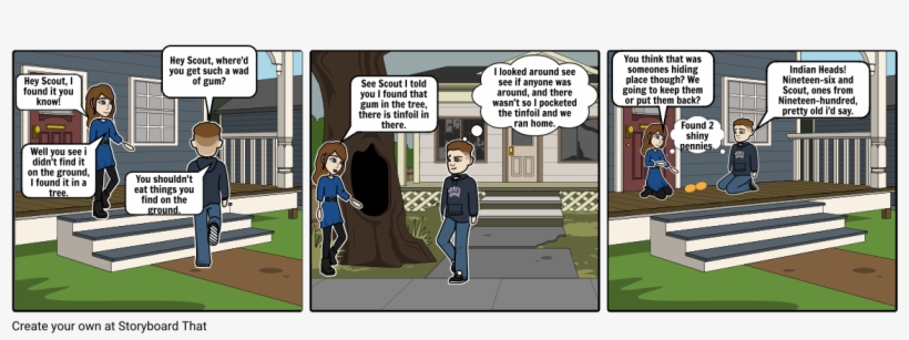 Things Scout And Jem Find In The Tree Hole - Cartoon, transparent png download