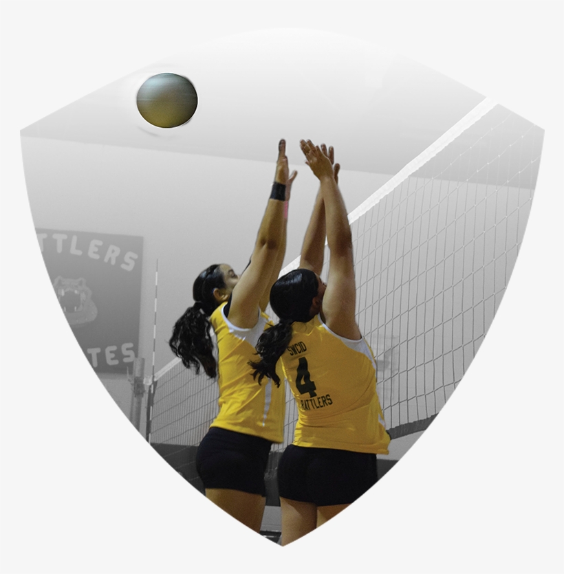 Two Women's Volleyball Players Jumping To Block Ball - Volleyball, transparent png download
