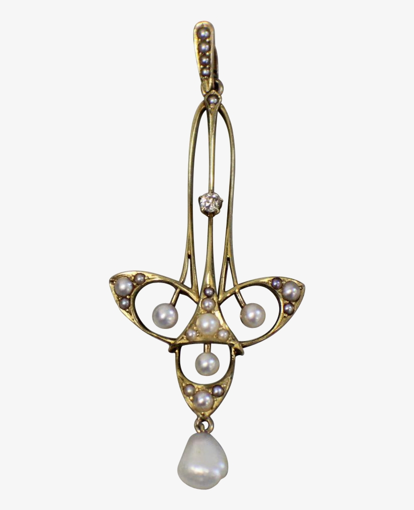 14kt Yellow Gold Upside Down Cross Pendant With Pearls - Jewellery, transparent png download