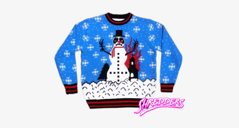 Black Metal Knit Upside Down Cross Church Burner Snowman - Death Metal Christmas Jumper, transparent png download
