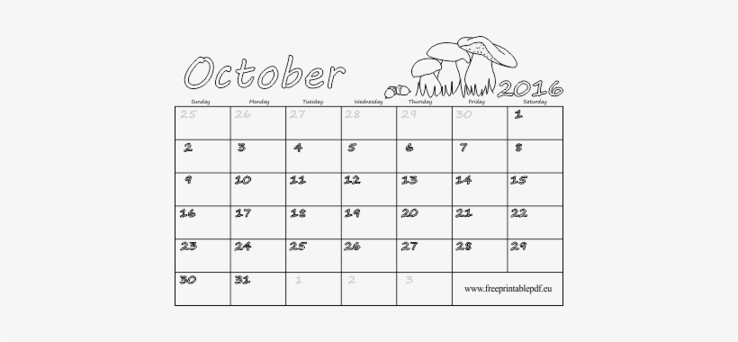 October 2016 Calendar For Kids And Adults - Festivos De Octubre 2017, transparent png download