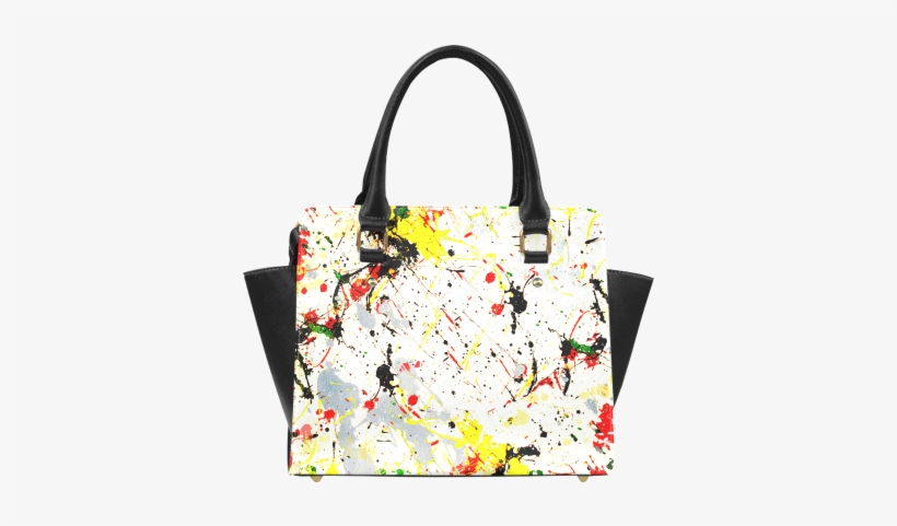 Yellow & Black Paint Splatter Classic Shoulder Handbag - Paint Splatter Bath Mat - 17" X 24", transparent png download