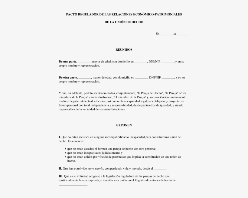 Pacto Regulador De Una Pareja De Hecho, transparent png download