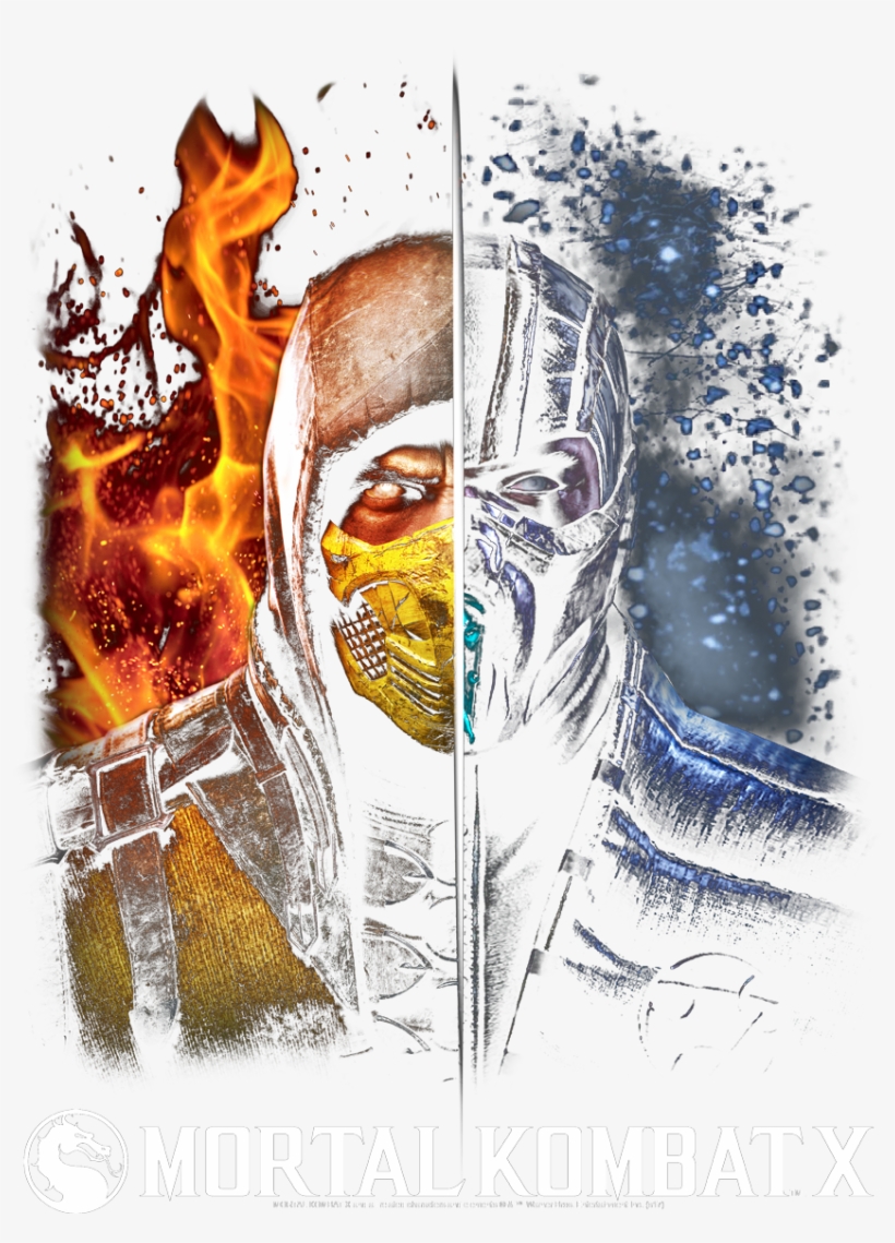 Mortal Kombat Fire And Ice Men's V Neck T Shirt PNG Image | Transparent ...