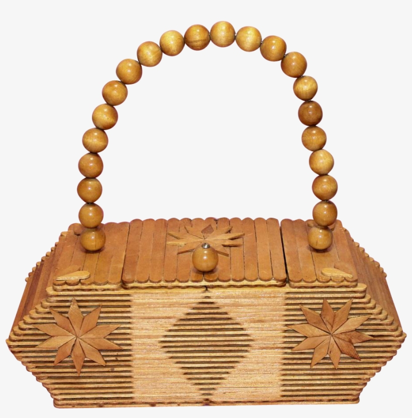 Vintage 60s Mod Folk Art Popsicle Stick Hand Bag/purse, transparent png download