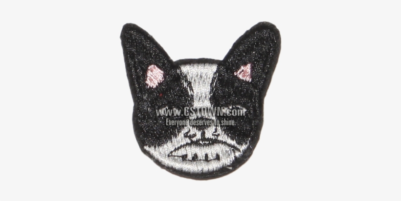 Vintage Cute French Bulldog Logo Embroidery - Black Cat, transparent png download
