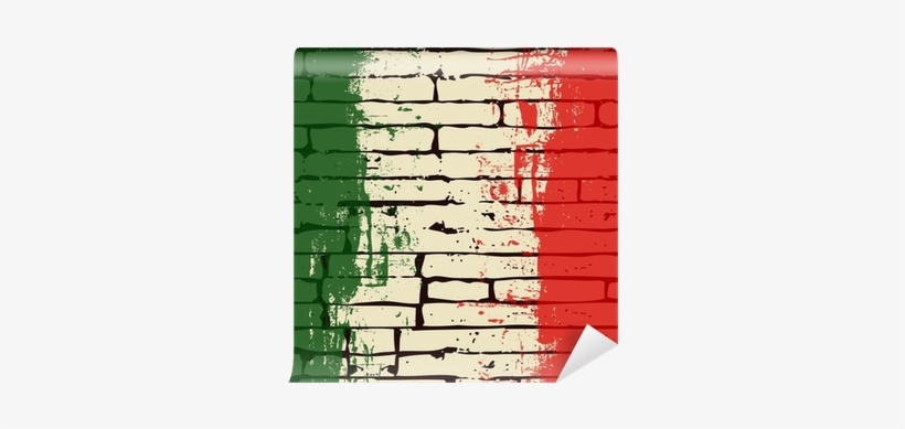 Grunged Italian Flag Over A Brick Wall Wall Mural • - Brick, transparent png download