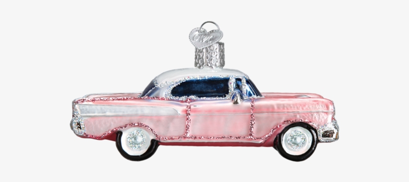 Pink Cadillac Png Clip Black And White - Old World Classic Car '57 Chevy Blown Glass Ornament, transparent png download