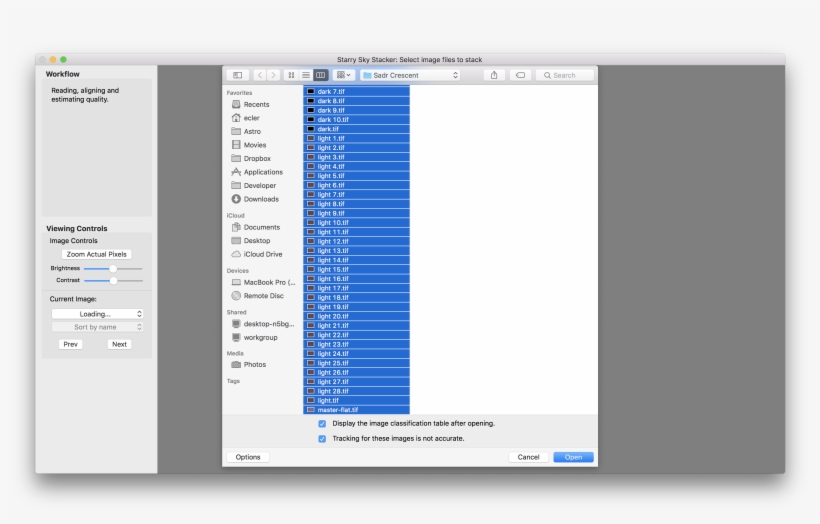 Loading Light, Dark, And The Master Flat Frames Into - The Master, transparent png download