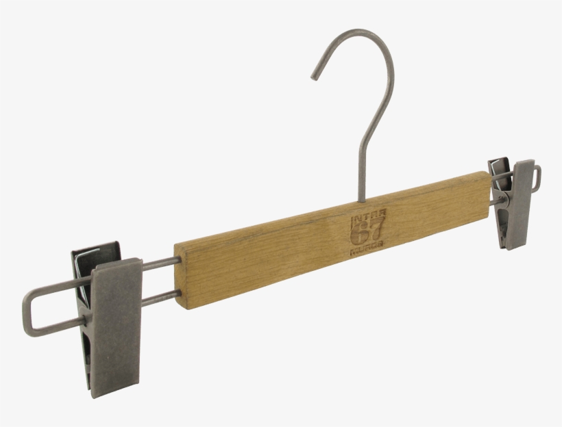 Clothes Hanger With Metal Clips - Clothes Hanger, transparent png download