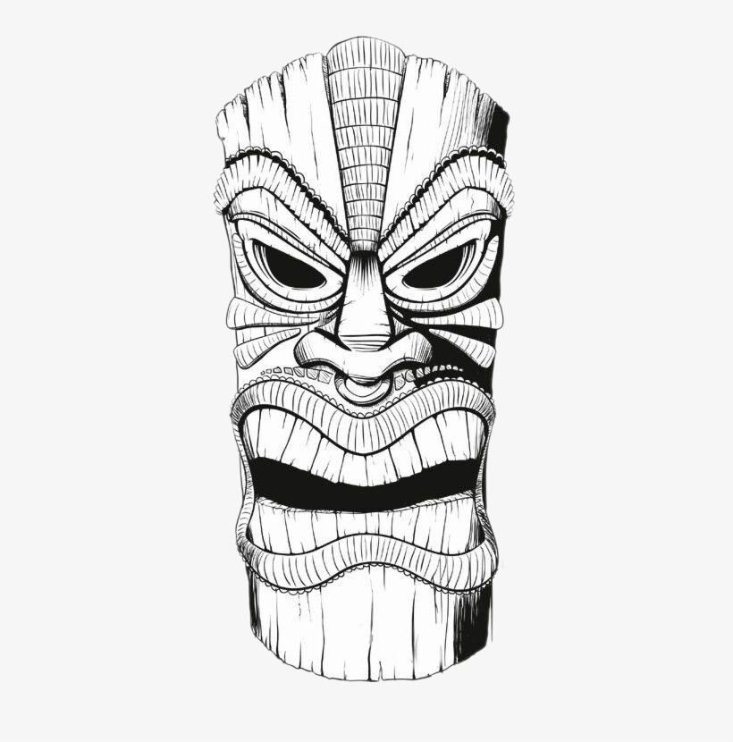 Tiki Polynesia T - Tiki Mask Drawing, transparent png download