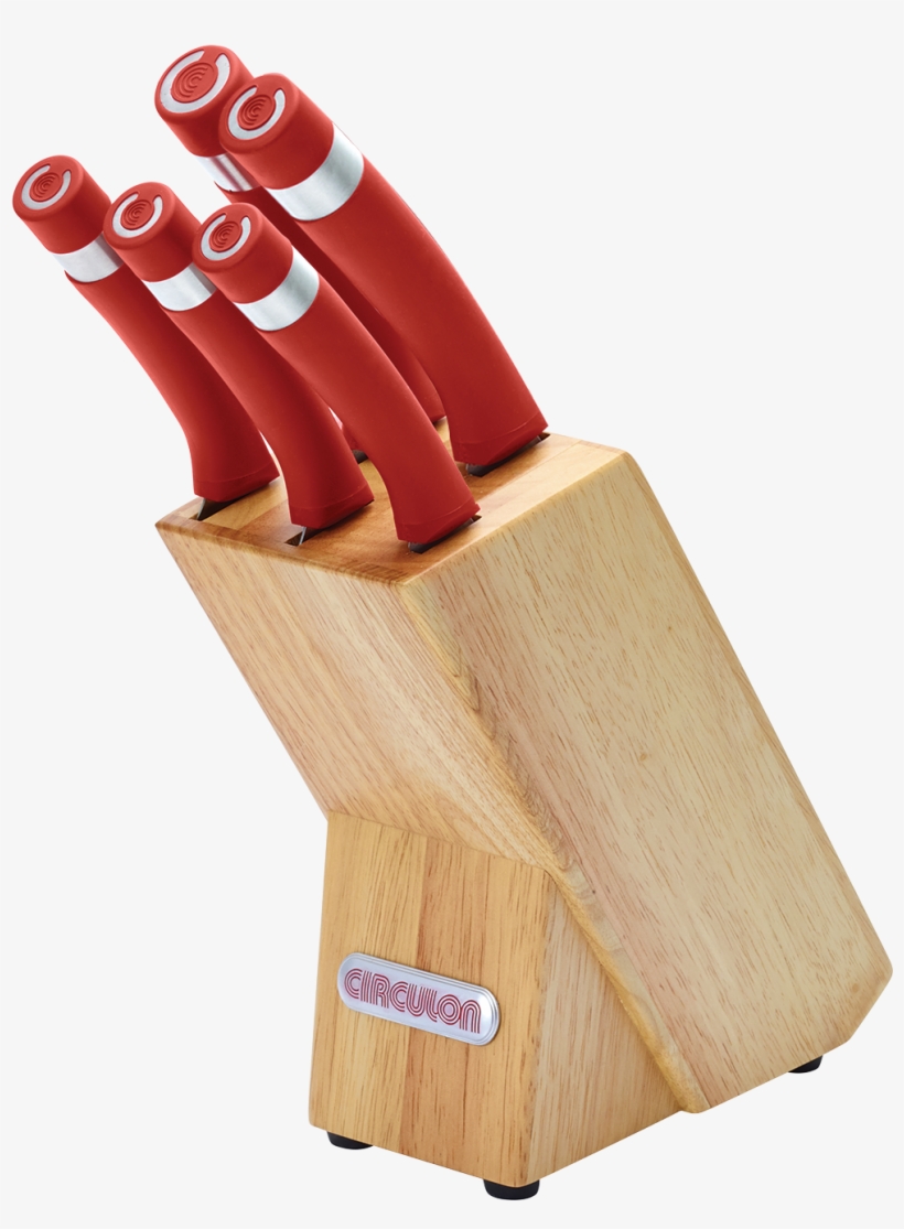 Circulon Contempo 6 Piece Knife Block Set Red, transparent png download