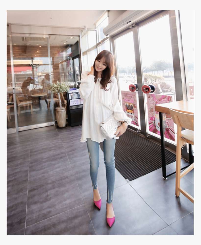 Slim Fit Ripped Maternity Denim Long Pants, transparent png download