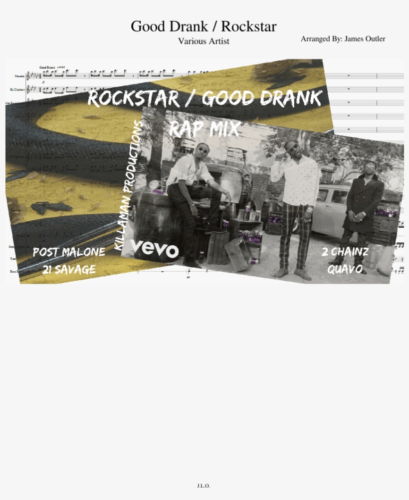 Good Drank / Rockstar Rap Mix Sheet Music For Clarinet,, transparent png download