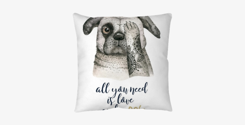 Watercolor Closeup Portrait Of Cute Dog - Dog, transparent png download