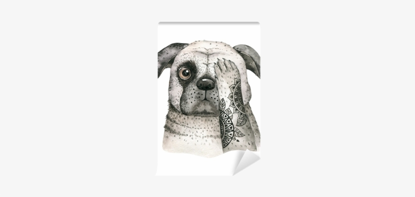 Watercolor Closeup Portrait Of Cute Dog - Dog, transparent png download