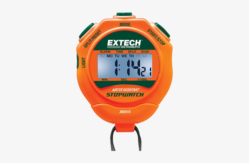 Stopwatch/clock With Backlit Display - Extech 365515-nist Stopwatch Clock, transparent png download