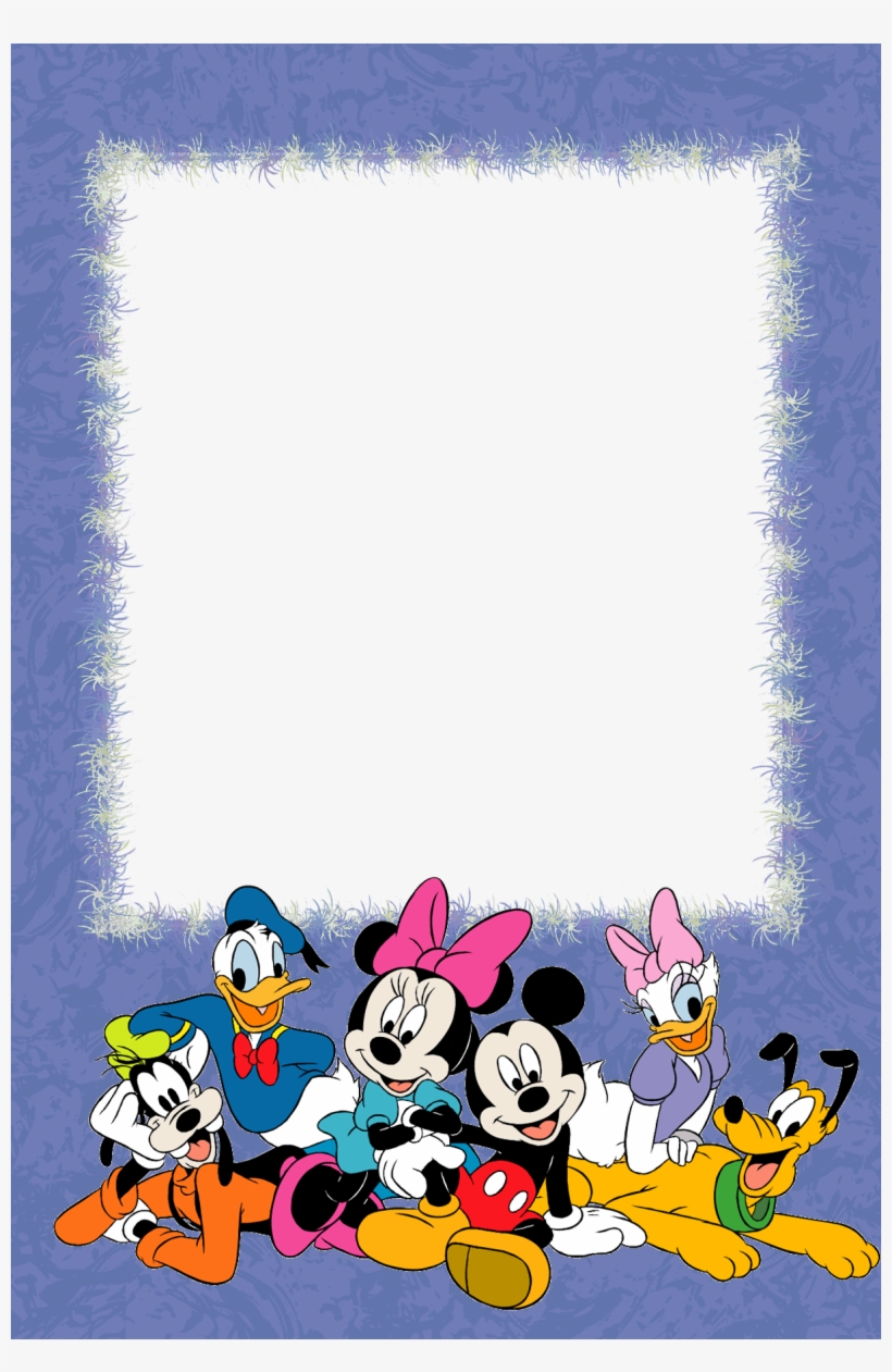Purple Png Kids Photo Frame With With Disney Characters - Hojas Decoradas De Disney, transparent png download