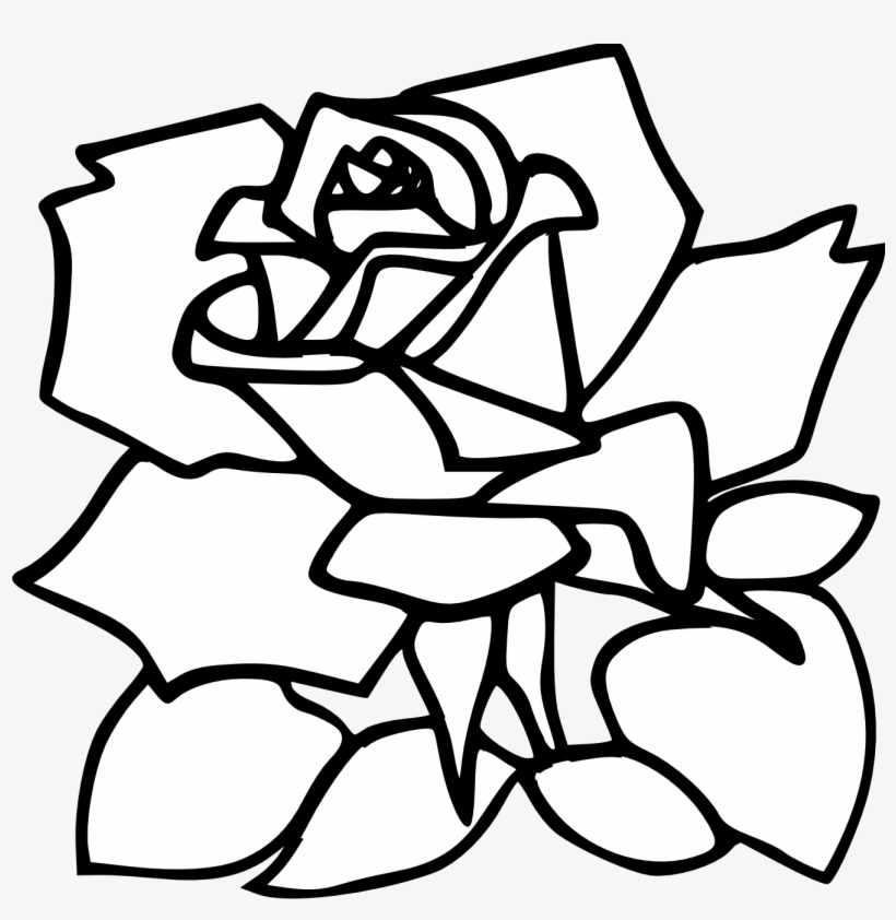 Rose Drawings Black And White - Rose Clip Art, transparent png download