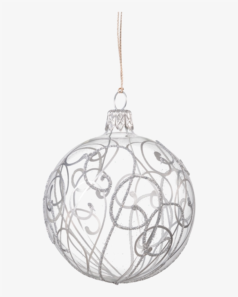 Christmas Ball Ornament With Silver Decor - Silver Christmas Balls Png, transparent png download