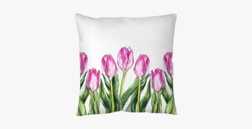 Watercolor Pink Tulip Flower Nature Border Frame Throw - Tulip, transparent png download