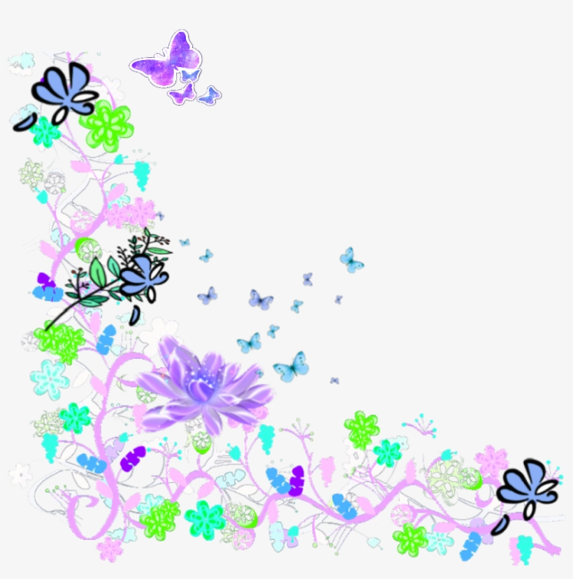 Ftestickers Watercolor Flowers Butterflies Border Corne - Hochzeits-rat, Elegant, Aquarell-kommentar-karten Karte, transparent png download