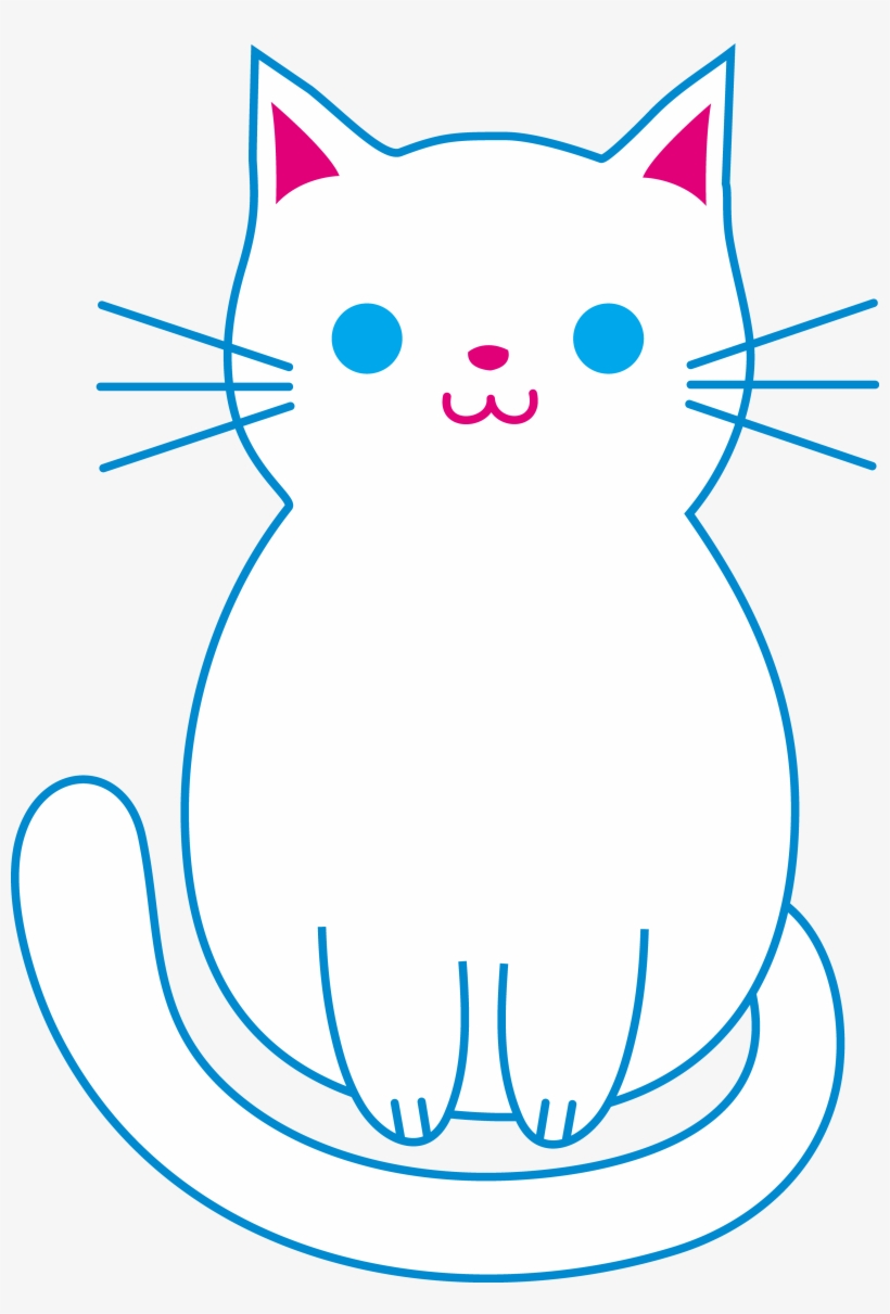 Cute White Cat - Cute White Cat Cartoon, transparent png download