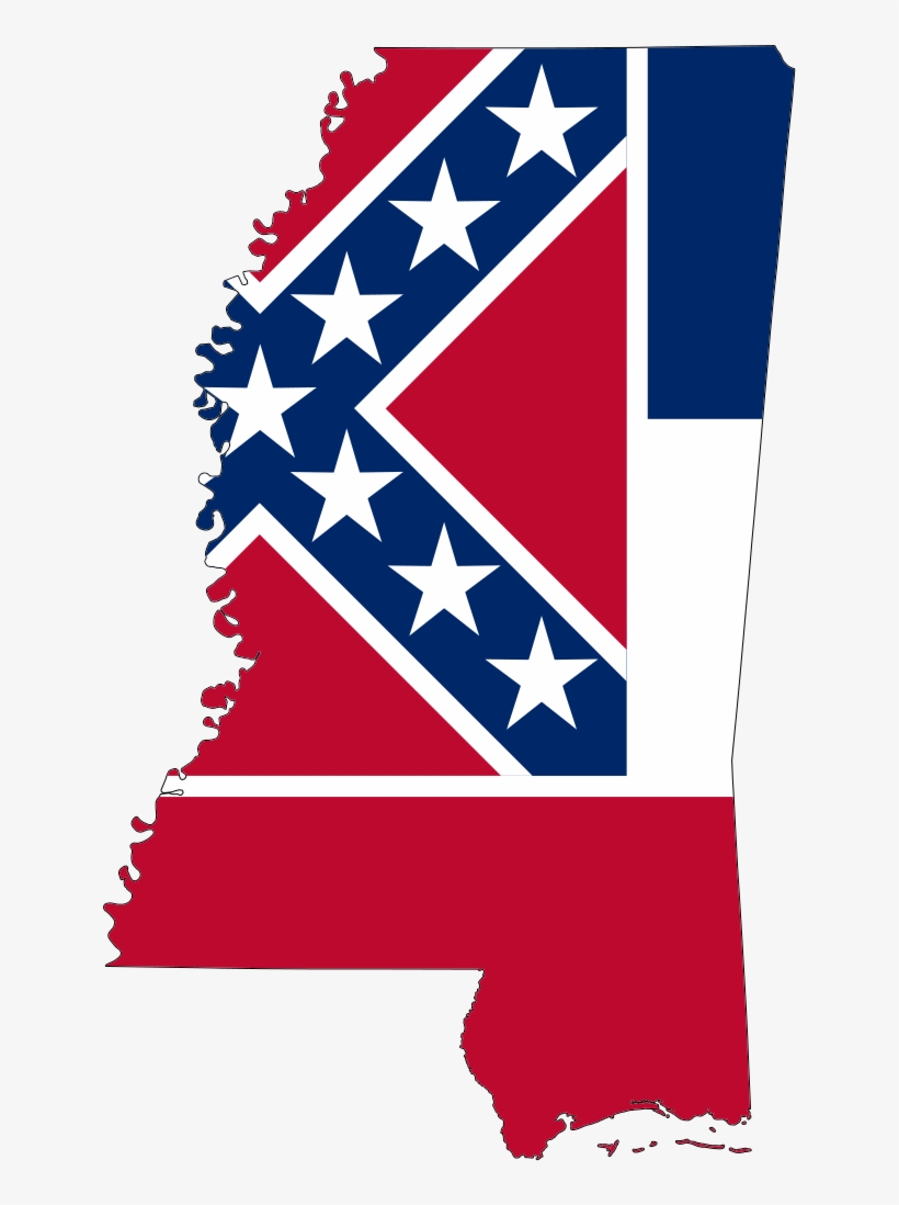 Flag-map Of Mississippi - Mississippi Outline With Flag, transparent png download