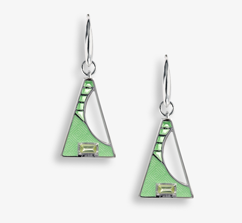 Nicole Barr Designs Sterling Silver Triangle Wire Earrings-green, transparent png download