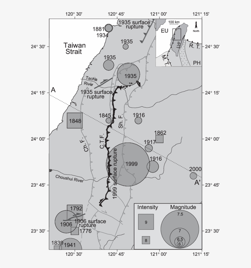 Large Historic Earthquakes In Central Taiwan, 1776, transparent png download
