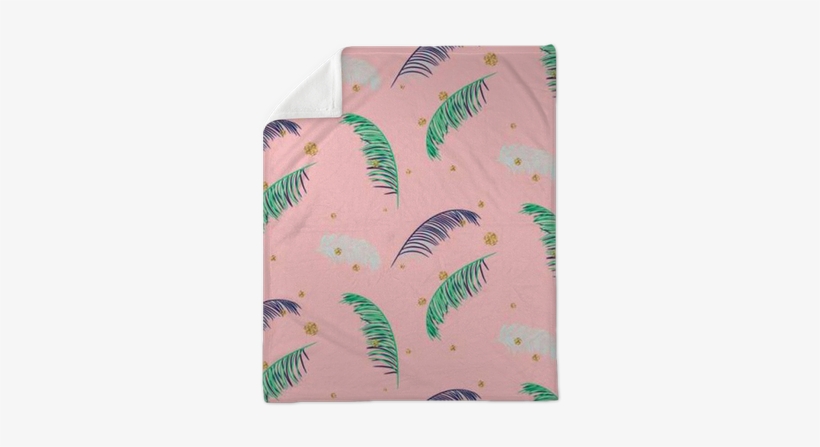 Green Blue Banana Palm Leaves Seamless Vector Pattern - Fern, transparent png download