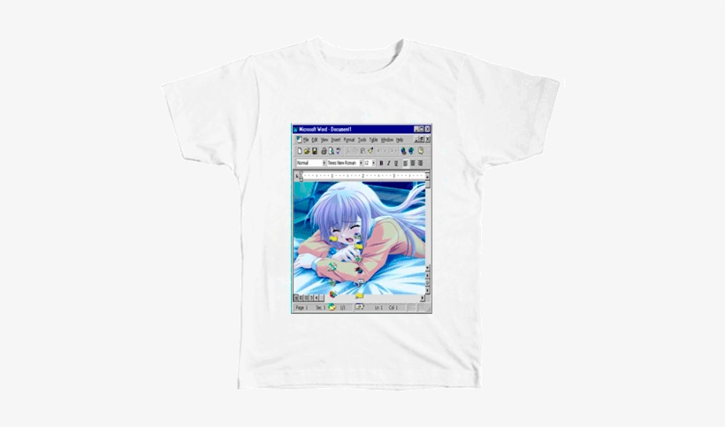 *free Ship* Anime Tears Crying Windows 98 Kawaii T-shirt - Crying Anime Girl Windows, transparent png download