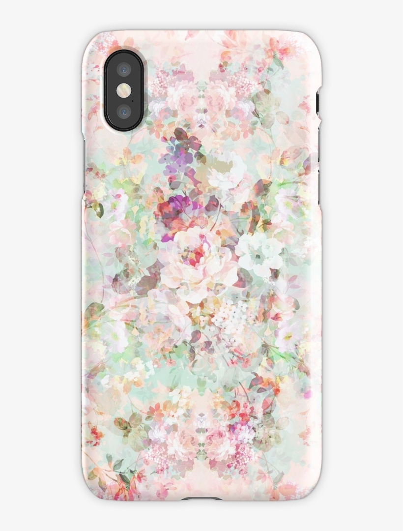 Pink Watercolor Vintage Flowers Pattern Iphone X Snap - Notebook Graph, Lined, Blank No Lined Art No.24, transparent png download