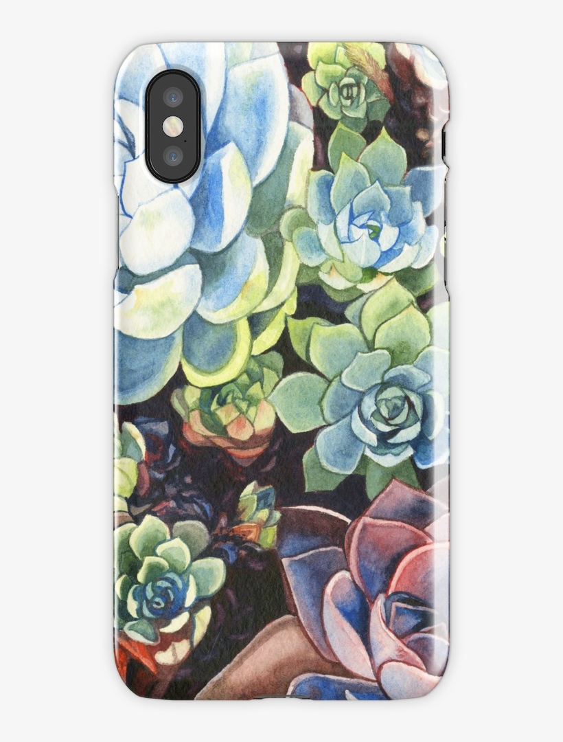 Succulent Field Iphone X Snap Case - Watercolor Painting, transparent png download