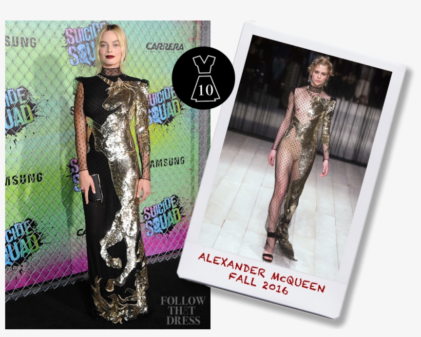 Margot Robbie In Alexander Mcqueen Fall - Alexander Mcqueen Femme Sandales En Velours Avec Détail, transparent png download