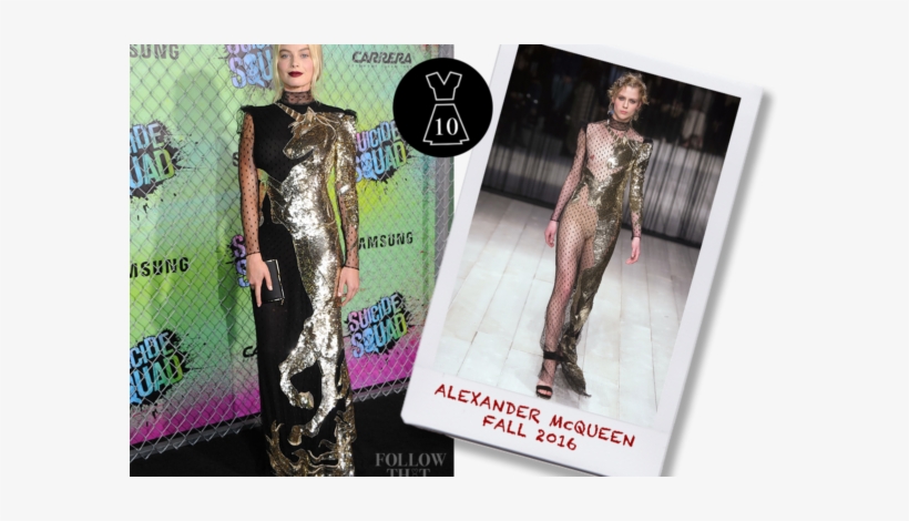 Margot Robbie In Alexander Mcqueen Fall - Alexander Mcqueen Femme Sandales En Velours Avec Détail, transparent png download