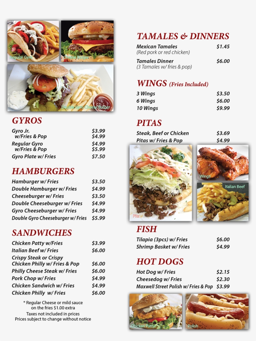 Menu1 - Gyro Express Menu Chicago Heights, transparent png download