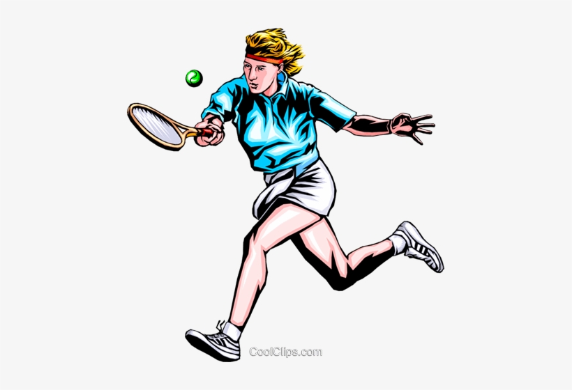 Woman Playing Tennis Royalty Free Vector Clip Art Illustration - Vector Free Tennis Player Clipart, transparent png download
