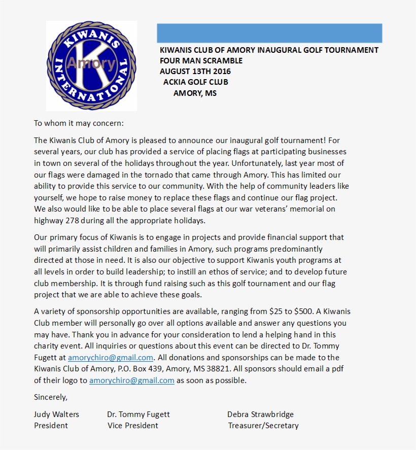 The Kiwanis Club Of Amory Golf Tournament, transparent png download