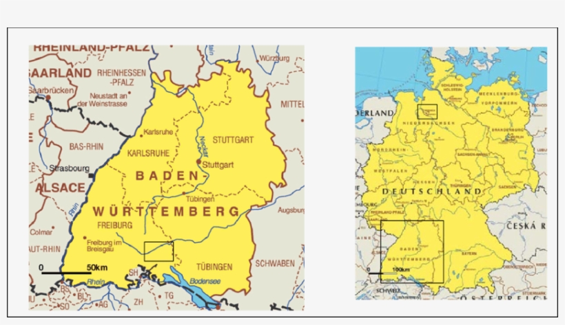 Map Of Germany And The Federal State Baden-wurttemberg, transparent png download